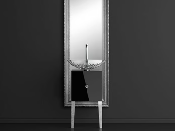 MONNALISA CLASS ICE OVAL - Single wooden vanity unit with mirror by Glass Design - view 2